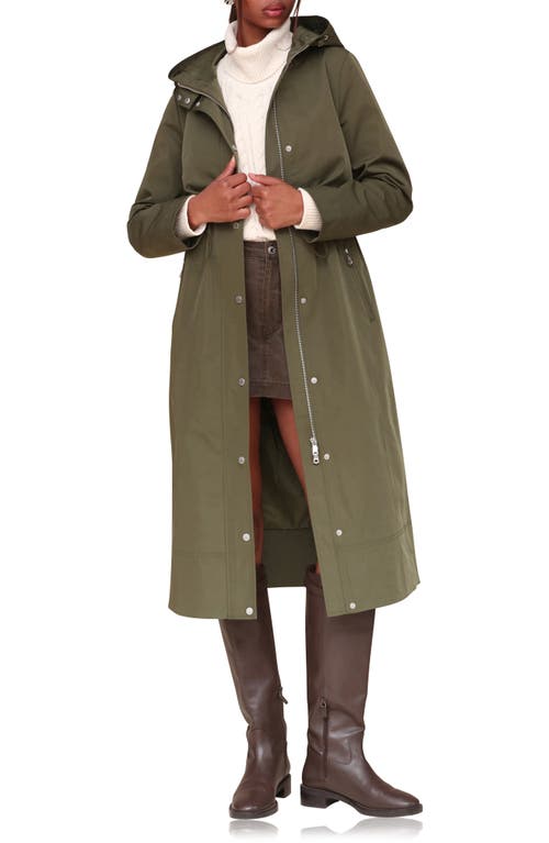 Shop Avec Les Filles Water Resistant Twill Hooded Longline Coat In Olive