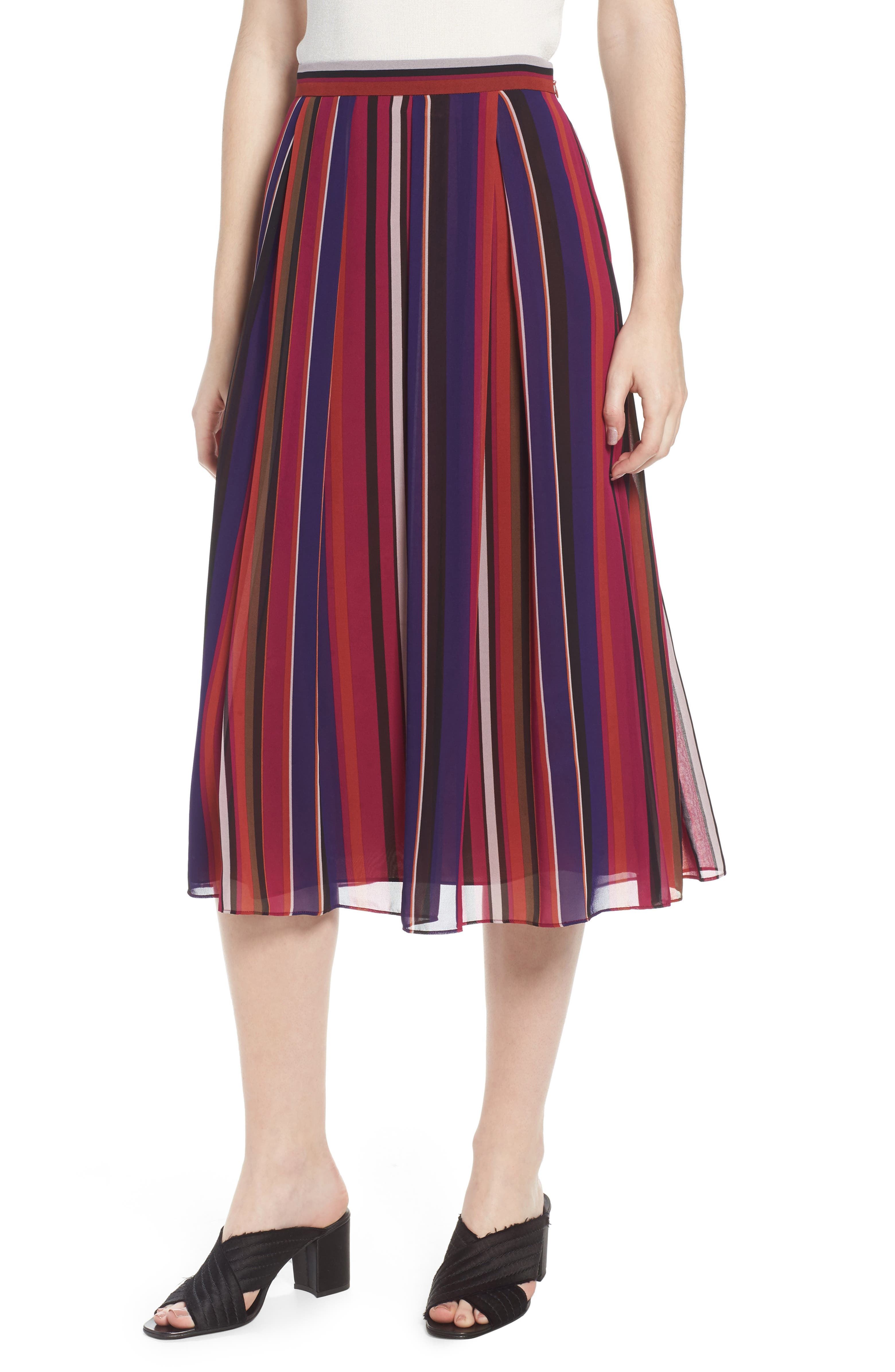 Anne Klein Striped Midi Skirt | Nordstrom