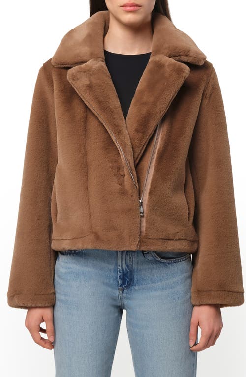 Shop Apparis Dahlia Pluche™ Faux Fur Moto Jacket In Camel