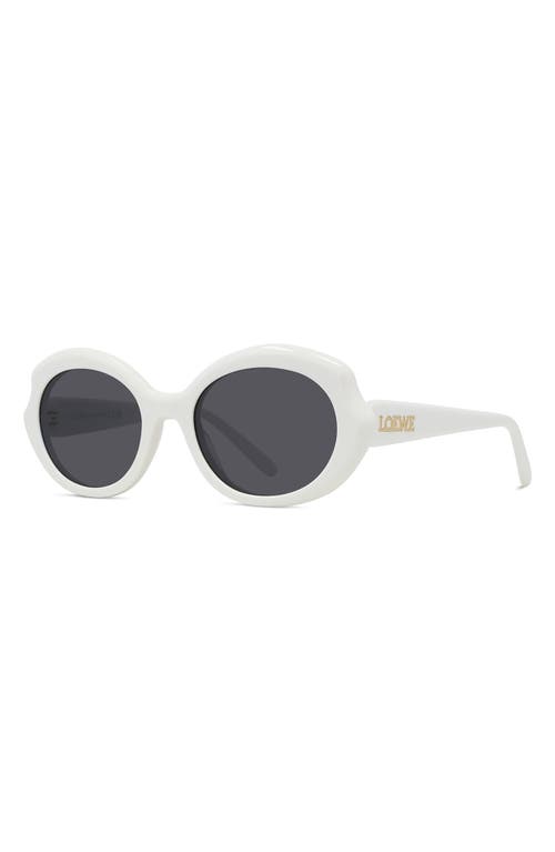 Shop Loewe Thin Mini 54mm Oval Sunglasses In Ivory/smoke