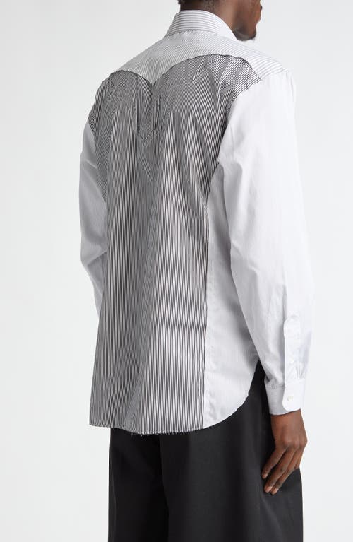 Shop Maison Margiela Paneled Stripe Cotton Poplin Button-up Shirt In White/black