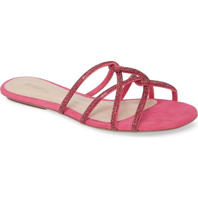Schutz Uzia Crystal Embellished Slide Sandal, Pink