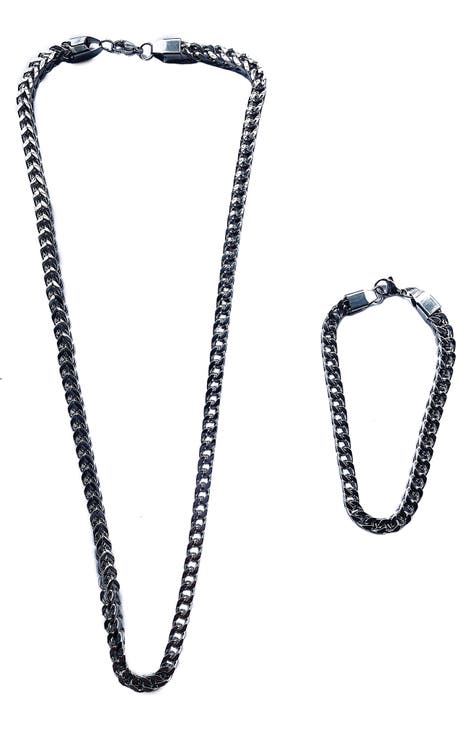 Men's Franco Chain Necklace & Bracelet Set