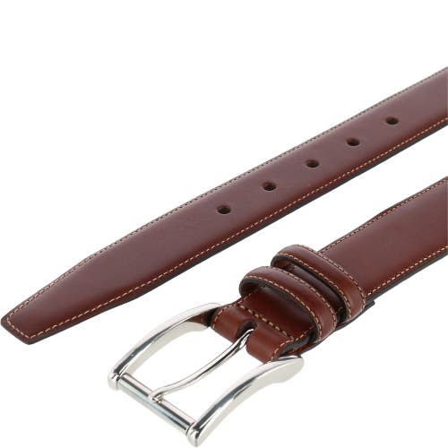 Shop Trafalgar Lorenzo 32mm Dropped Edge Leather Dress Belt In Honey Maple