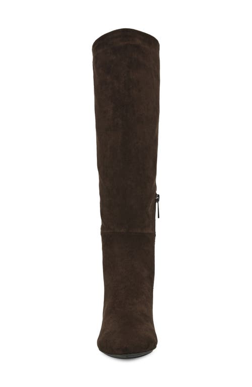 Shop Anne Klein Rene Pointed Toe Knee High Boot In Chocolate Suede