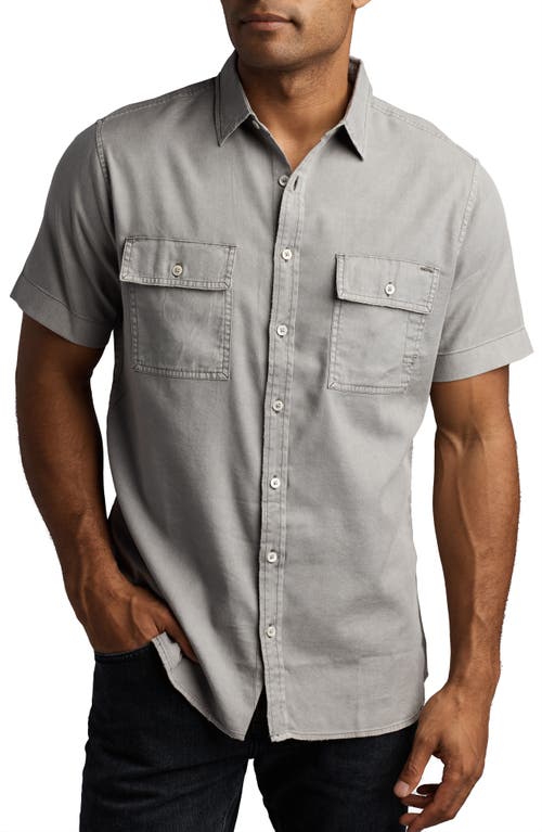 Warwick Heritage Twill Short Sleeve Button-Up Shirt in Concrete