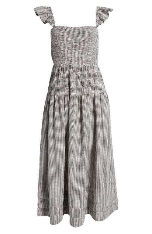 Shop Saylor Adalene Gingham Ruffle Strap Cotton Maxi Sundress In Charcoal