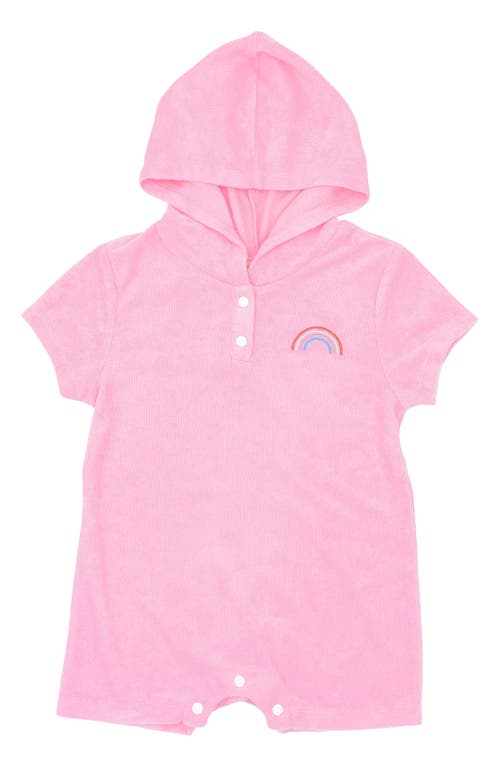 Feather 4 Arrow Finn Embroidered Cotton Terry Hooded Romper Fairy Tale Pink at Nordstrom,