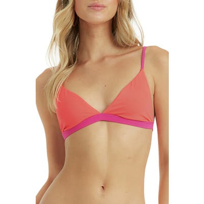 Billabong Born 4 Sun Colorblock Triangle Bikini Top, Red