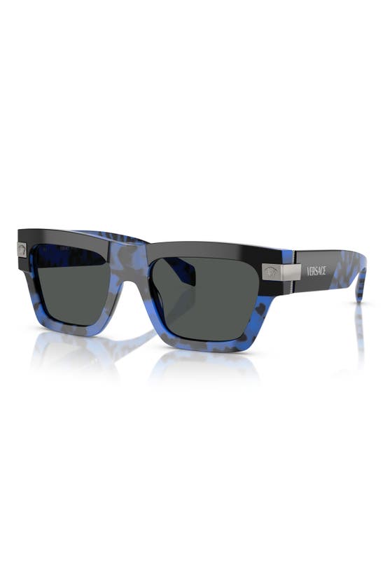 Shop Versace 55mm Rectangular Sunglasses In Havana Blue