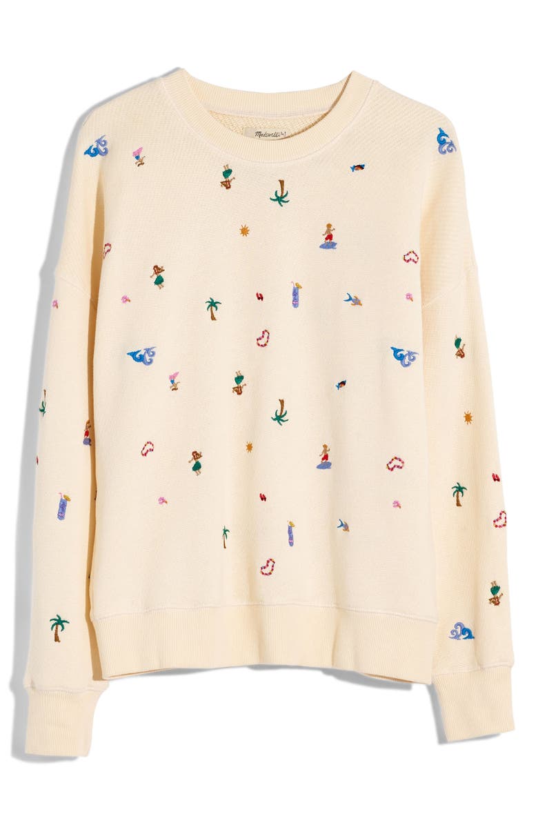 Lei-Cation Embroidered Mainstay Sweatshirt, Alternate, color, CLOUD LINING TIKI TIME CRITTER