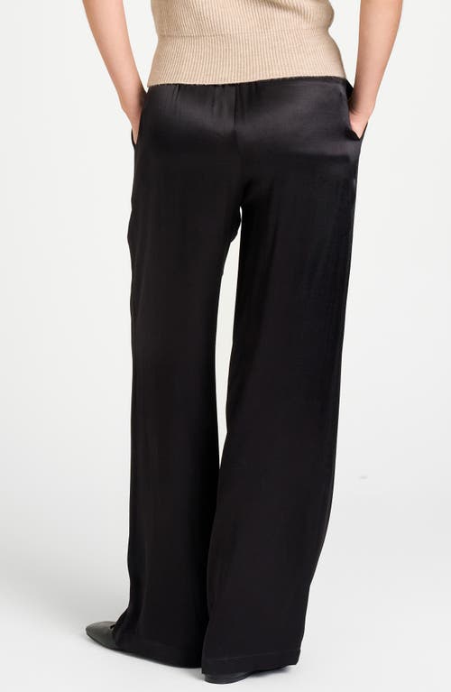 Shop Wayf Livingston Wide Leg Satin Pants In Black