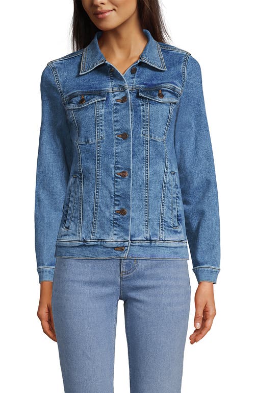 Shop Lands' End Denim Trucker Jacket In Sea Breeze Blue Wash