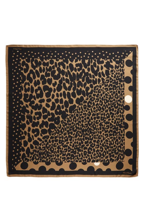 Max Mara Leopard Print & Polka Dot Silk Scarf in Black at Nordstrom