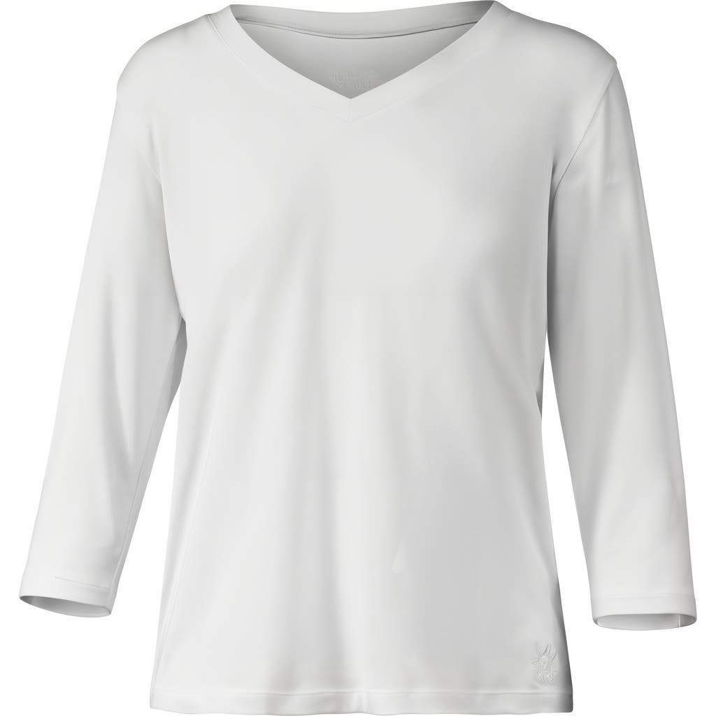 Uv Skinz 3/4 Sleeve V-neck R&r Tee In White