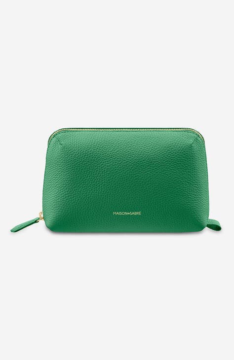 Green leather clutch bag best sale