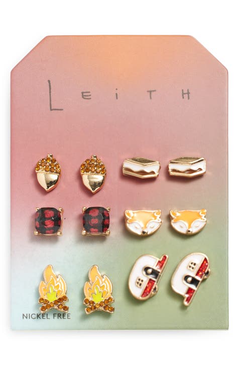 6-Pack Cozy Camp Assorted Stud Earrings