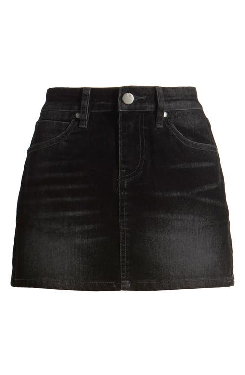 Shop Ptcl Flocked Denim Miniskirt In Black