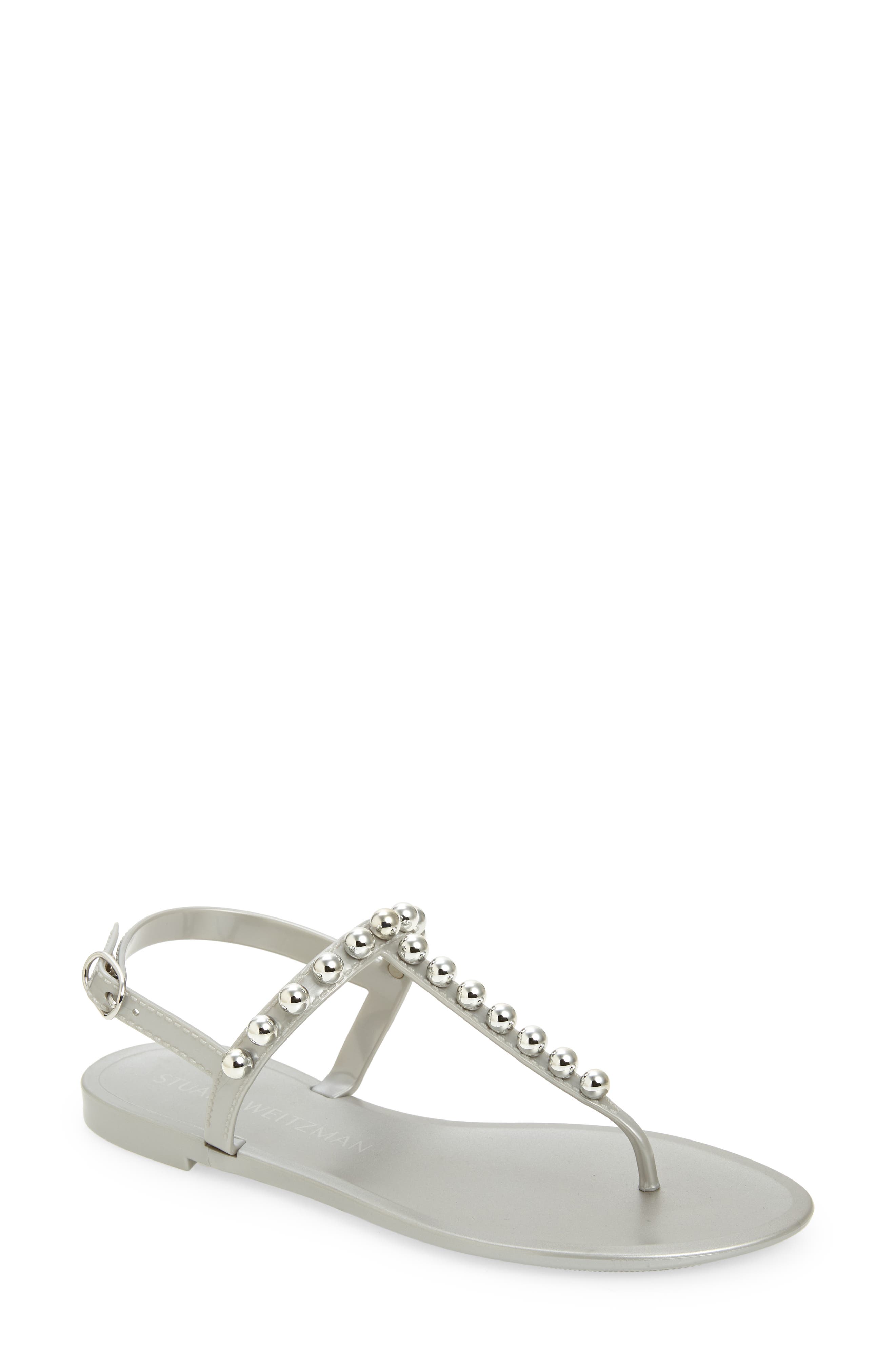 Stuart Weitzman Goldie Jelly Sandal in Silver Tonal at Nordstrom, Size 5