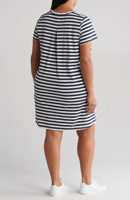 Shop Melrose And Market Stripe Short Sleeve T-shirt Dress In White- Navy Stripe