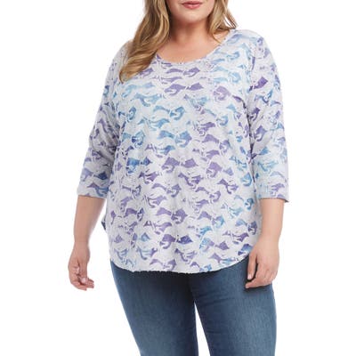 Plus Size Karen Kane Burnout Shirttail Tee, Purple