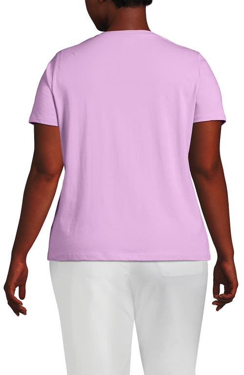 Shop Lands' End Plus Size Relaxed Supima Cotton V-neck T-shirt In Pink Amethyst