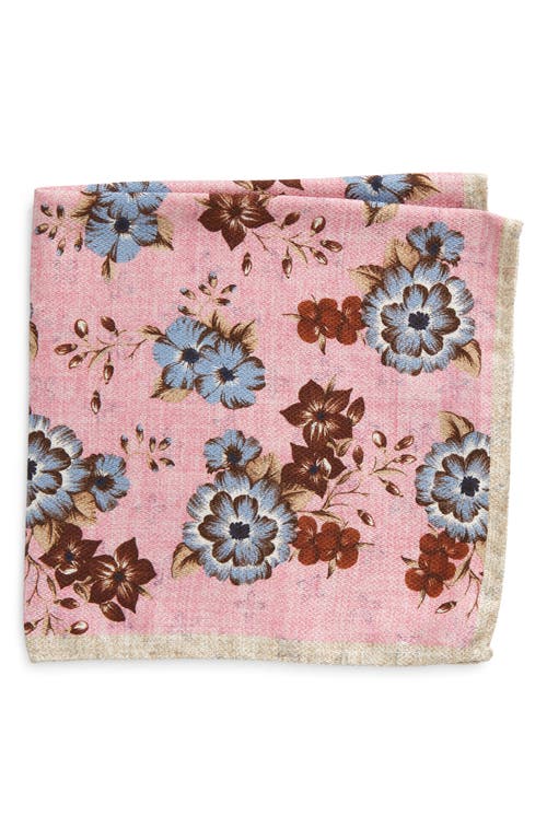 Floral & Neat Prints Silk Pocket Square in Pink