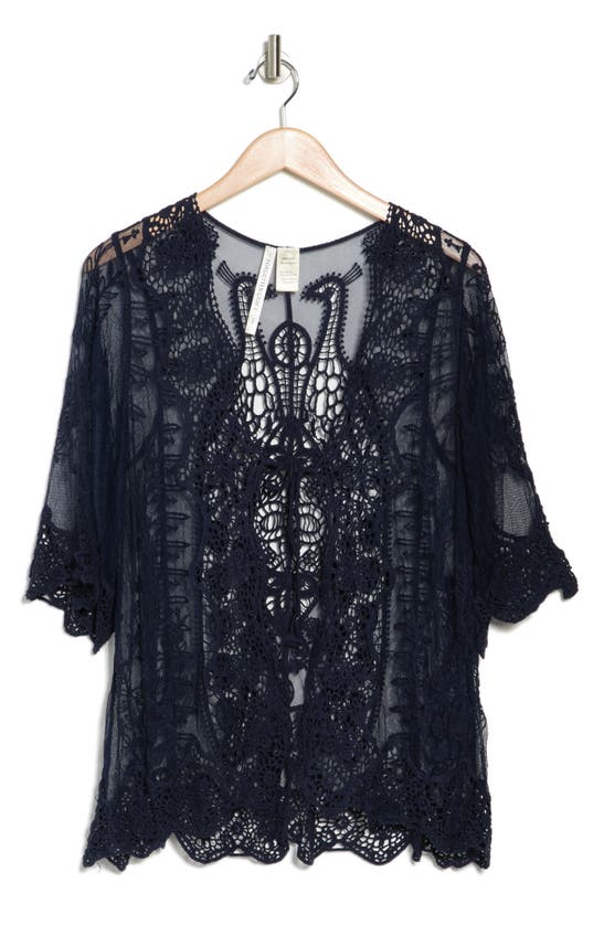 Forgotten Grace Novelty Crochet Lace Topper In Navy