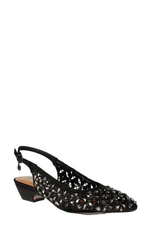 J. Reneé Hasini Slingback Pump in Black Satin/Rhinestones