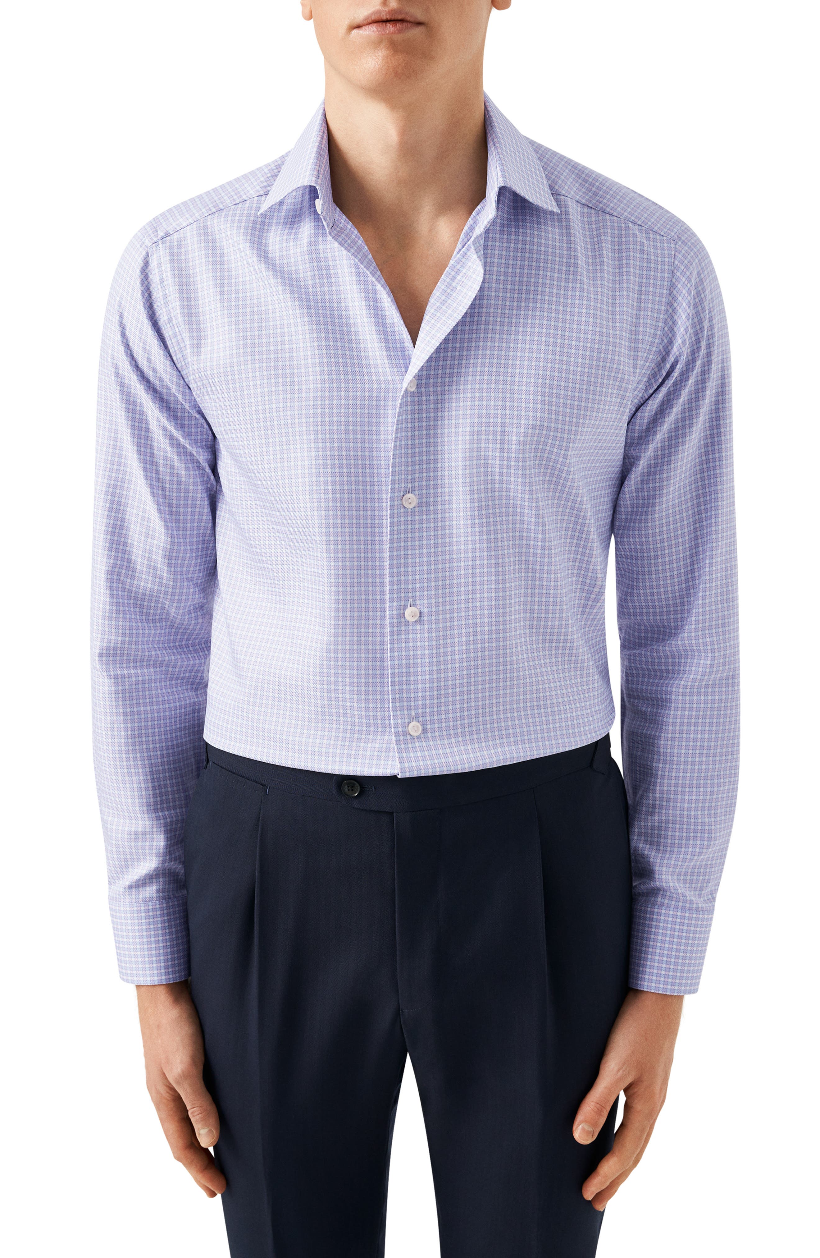 Eton Contemporary Fit Check Organic Cotton Dress Shirt | Nordstrom