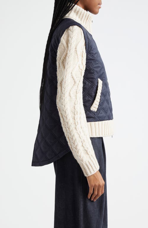 Shop Veronica Beard Patra Mixed Media Jacket In Navy/ivory