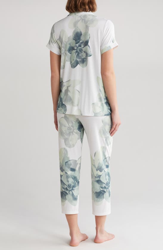 Shop Ted Baker Print Short Sleeve Crop Jersey Pajamas In Magnolia