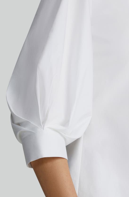 Lafayette 148 Slim Fit Balloon Sleeve Stretch Cotton Blend Button-up Shirt In White