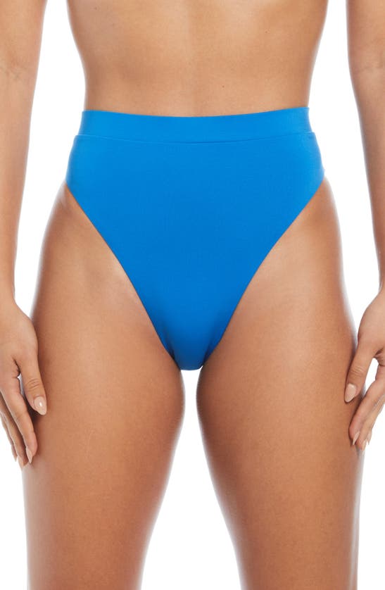 Shop Nike Essential High Waist Bikini Bottoms In Photo Blue