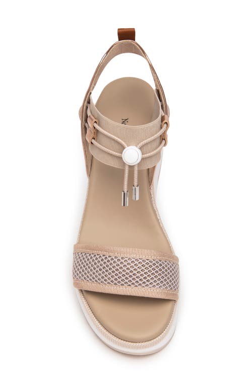 Shop Nerogiardini Bungee Metallic Platform Wedge Sandal In Taupe/rose Gold