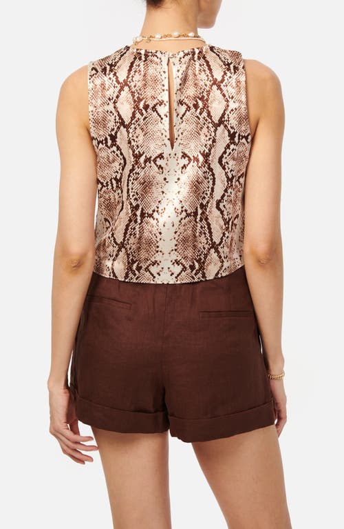 Cami Nyc Romilly Snakeskin Print Sleeveless Crop Top In Sand Snake