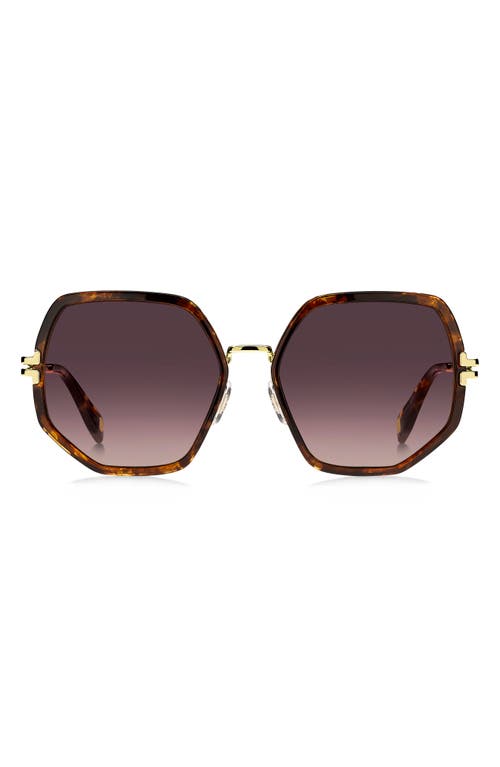 58mm Gradient Angular Sunglasses in Havana Gold/Brown Gradient