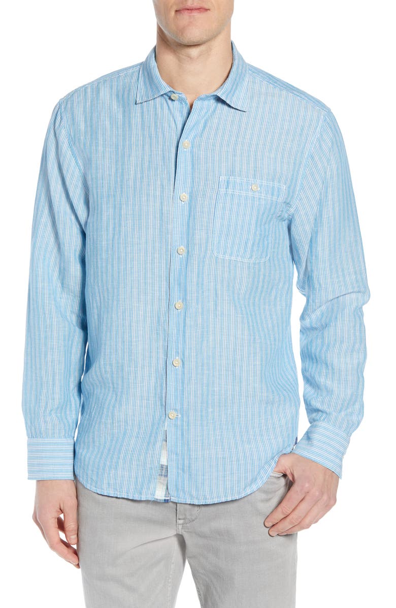 Tommy Bahama Sand Stripe Linen Blend Sport Shirt | Nordstrom