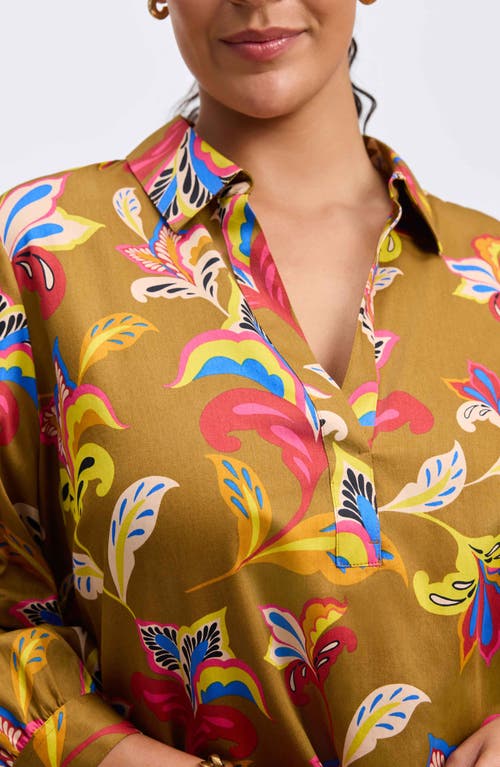 Foxcroft Frankie Floral Wrinkle Resistant Top In Multi