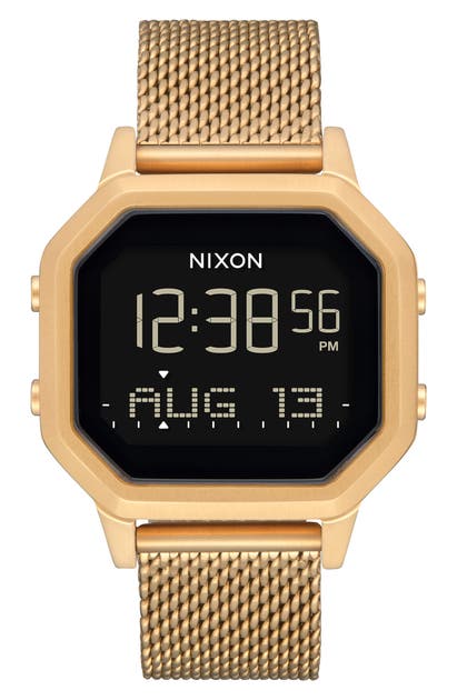 Nixon Siren Digital Bracelet Watch, 36mm In Gold/ Black/ Gold