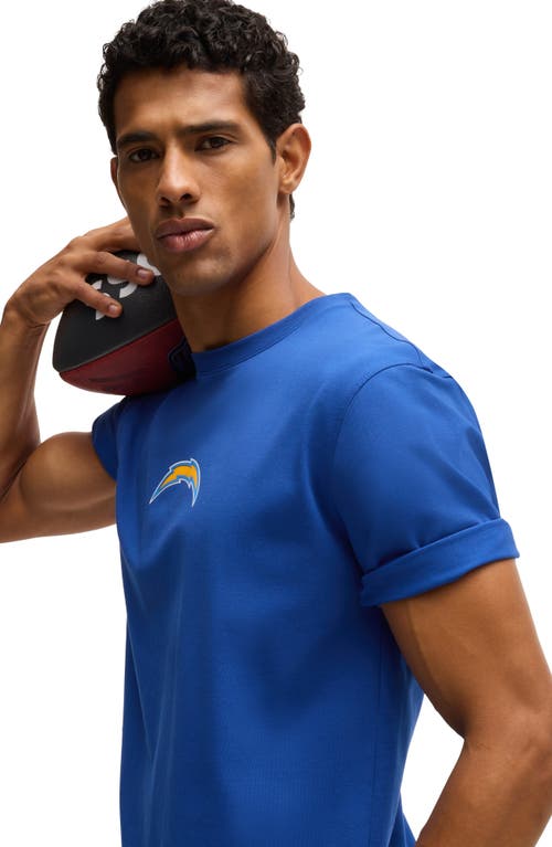 Shop Hugo Boss Boss X Nfl Stretch Cotton Graphic T-shirt In La Chargers - Blue