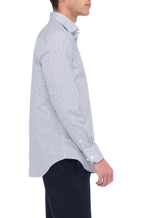 Bugatchi Axel Shaped Fit Diamond Check Stretch Button-up Shirt In White