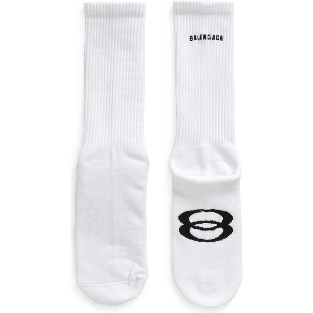 Balenciaga Unity Sports Crew Socks In White/black