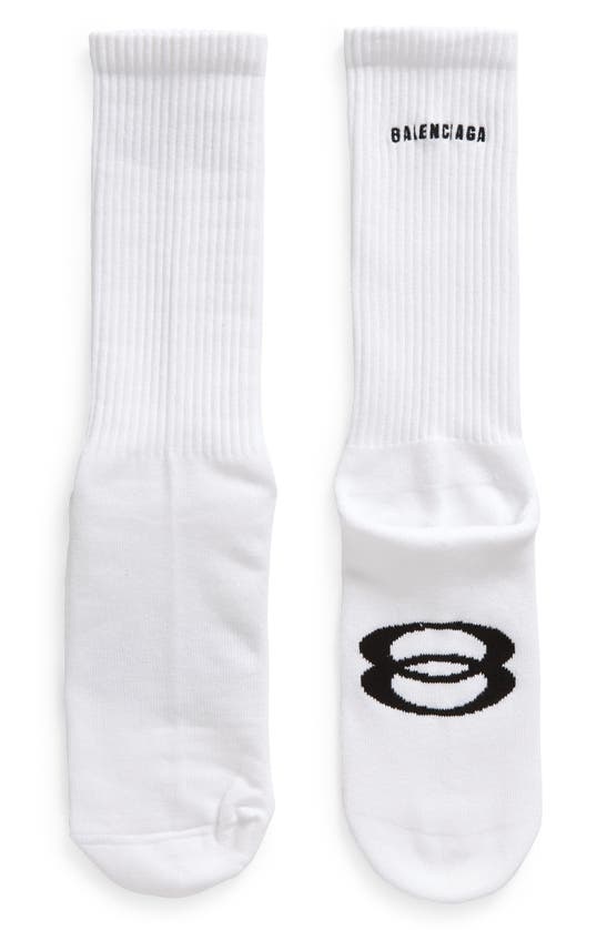 Shop Balenciaga Unity Sports Crew Socks In White/ Black