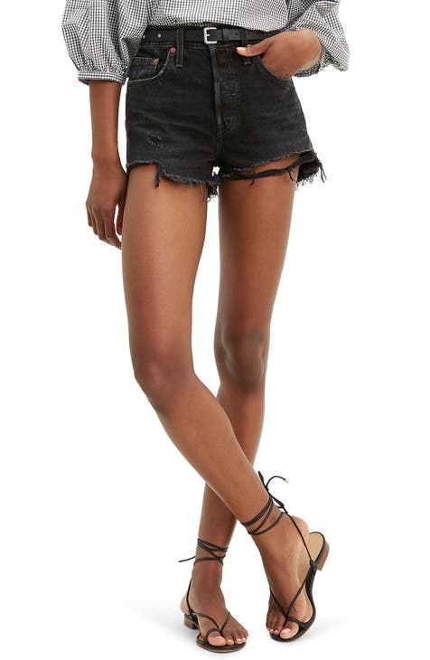 Women's High Waist Ripped Denim Shorts Frayed Hem Destroyed Mid Thigh Short  Jeans Casual Bermuda Shorts with Pocket 