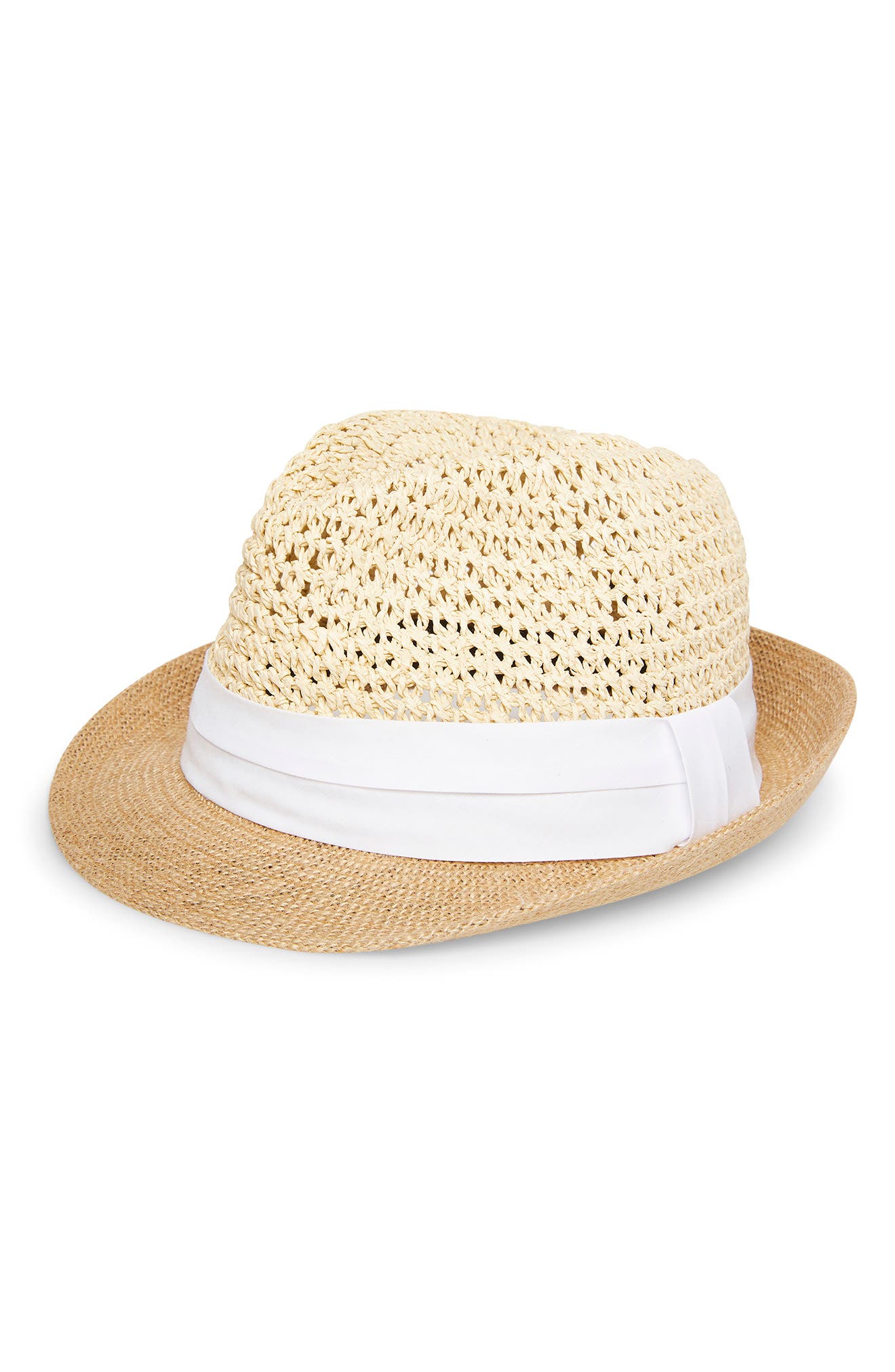 Steve Madden Paper Crochet Straw Fedora In White ModeSens