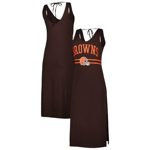 Cleveland Browns Women's Short Sleeve Varsity Jacket Dress Snap Button Dress