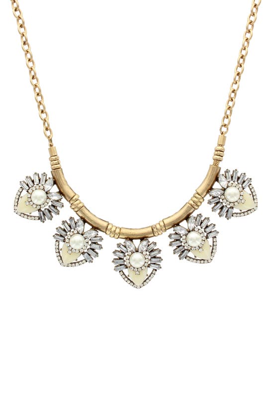 Shop Olivia Welles Evianna Frontal Necklace In Burnished Gold / Clear
