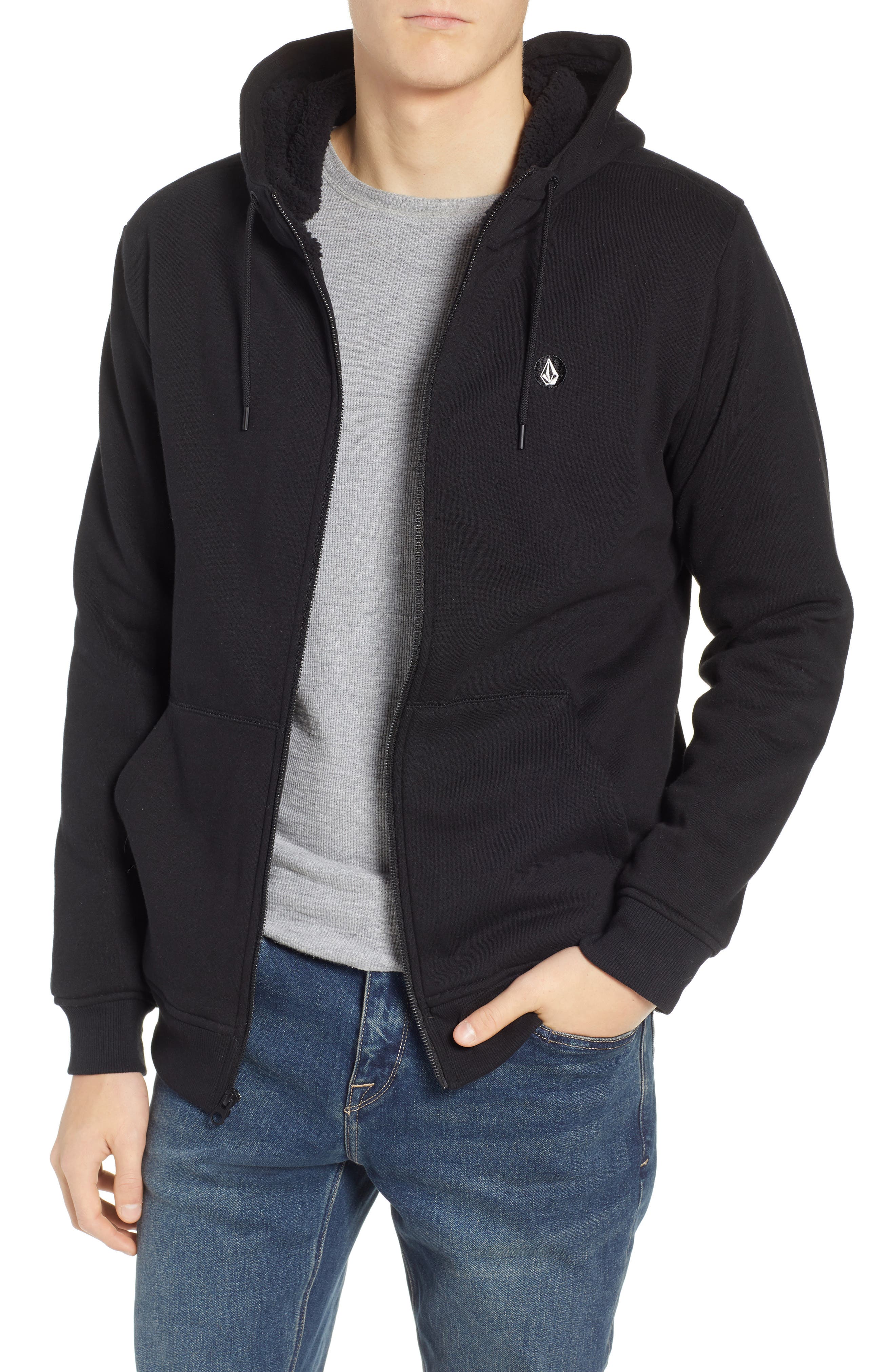 volcom single stone lined zip hoodie