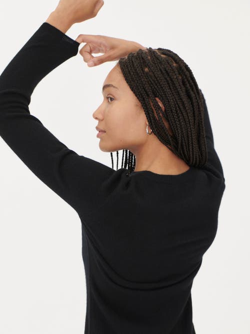 Gobi Cashmere Crew Neck Cardigan In Brilliant Black